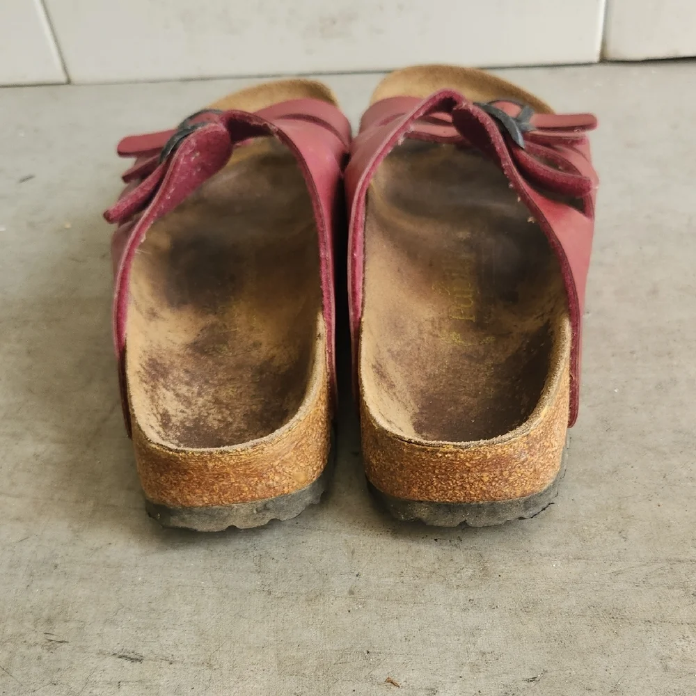 Birkenstock Red Sandals with Adjustable Straps and Contoured Footbed - Picture 7 of 12